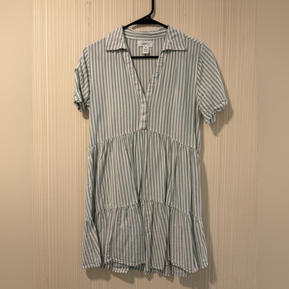Japna Green and White Striped Top